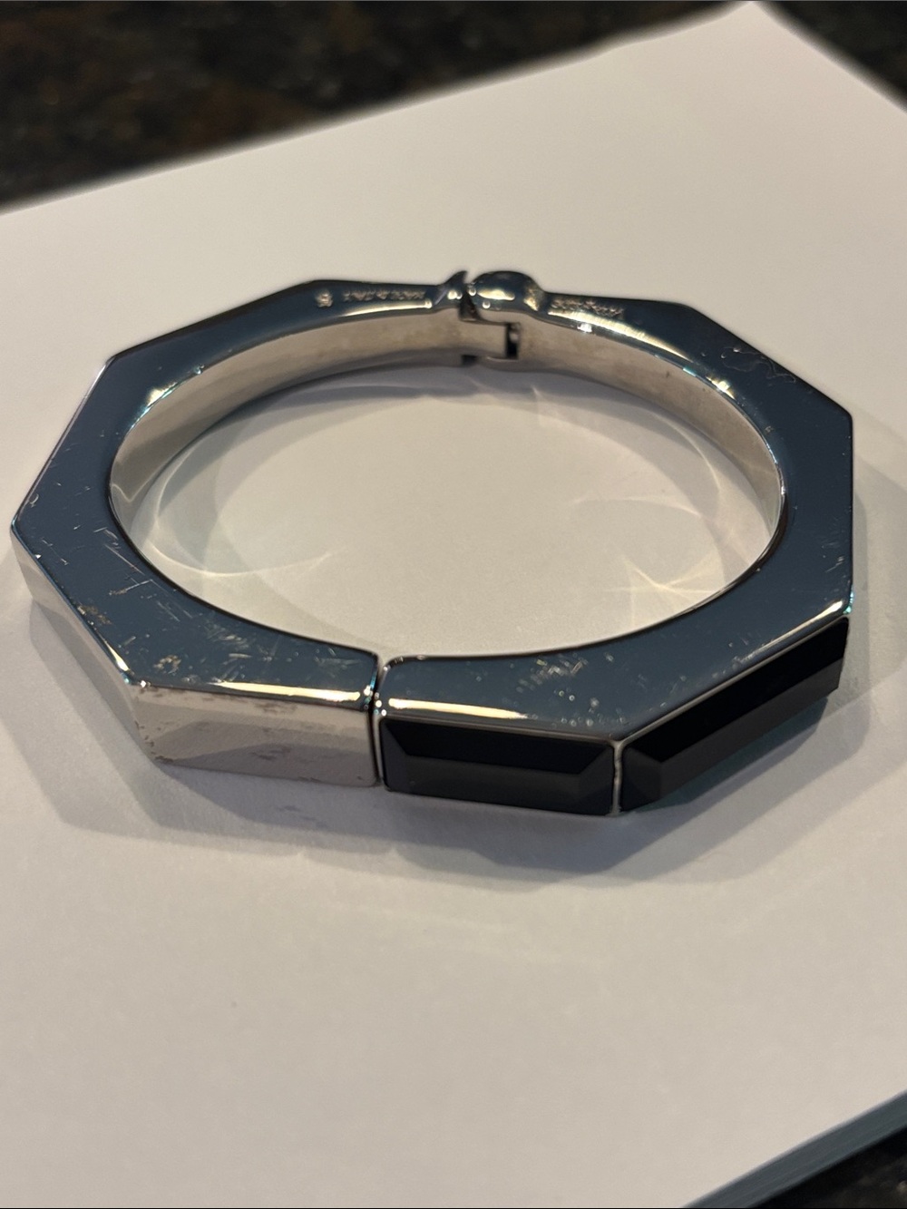 Vita Fede Silver Octagonal Bracelet with Black Inlay